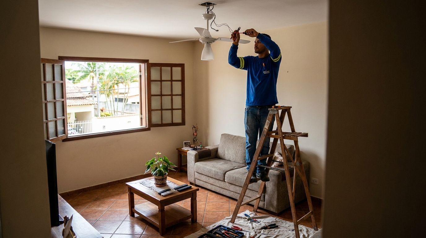 Instalacao de ventilador de teto profissional em Volta Redonda‑RJ