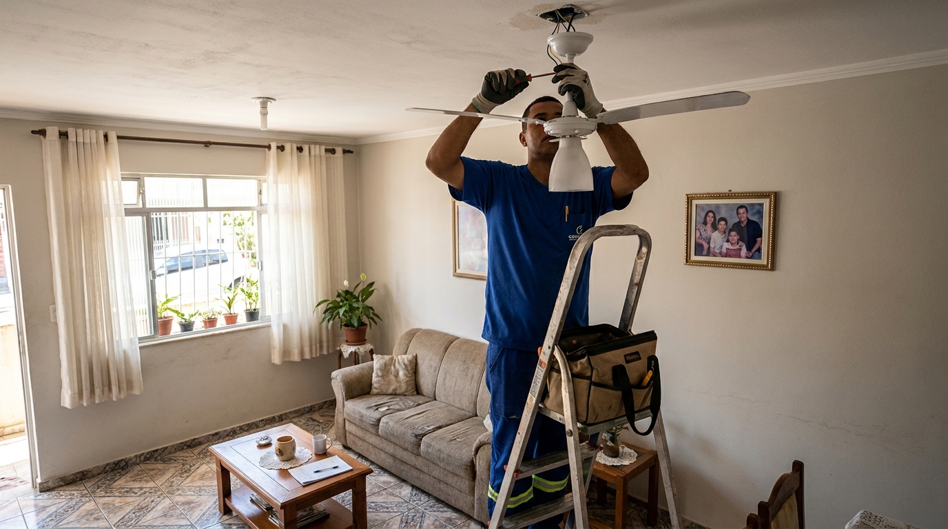 Instalacao de ventilador de teto residencial em Volta Redonda‑RJ